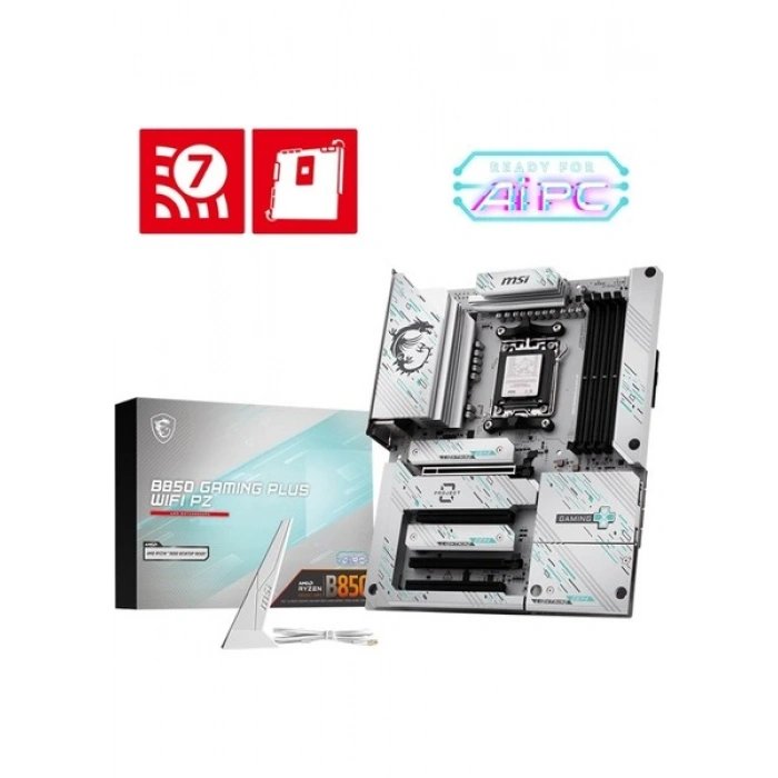 Msı MB B850 Gamıng Plus Wıfı Pz Am5 Ddr5 8200MHZ(OC) Dp 3x M.2 USB 10GBS 5g Lan Wı-Fı 7 Atx
