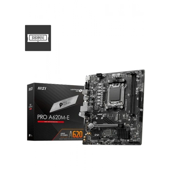 MSI MB PRO A620M-E AM5 DDR5 6000MHZ(OC) HDMI VGA 1X M.2 USB3.2 GIGABIT LAN MATX
