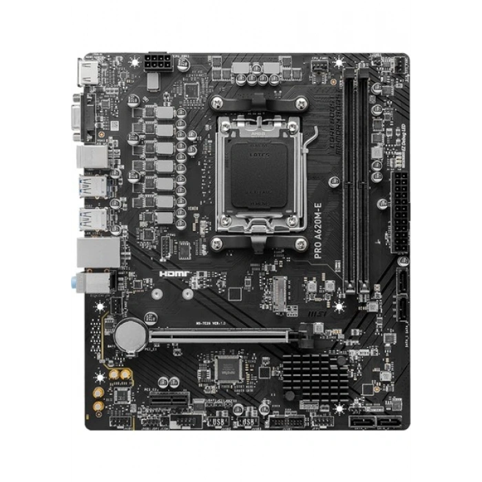 MSI MB PRO A620M-E AM5 DDR5 6000MHZ(OC) HDMI VGA 1X M.2 USB3.2 GIGABIT LAN MATX