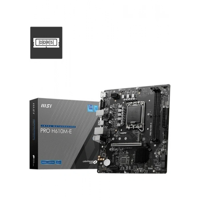 MSI MB PRO H610M-E SOKET 1700 DDR5 5600MHZ(OC) HDMI VGA M.2 USB3.2 1x 1G LAN mATX