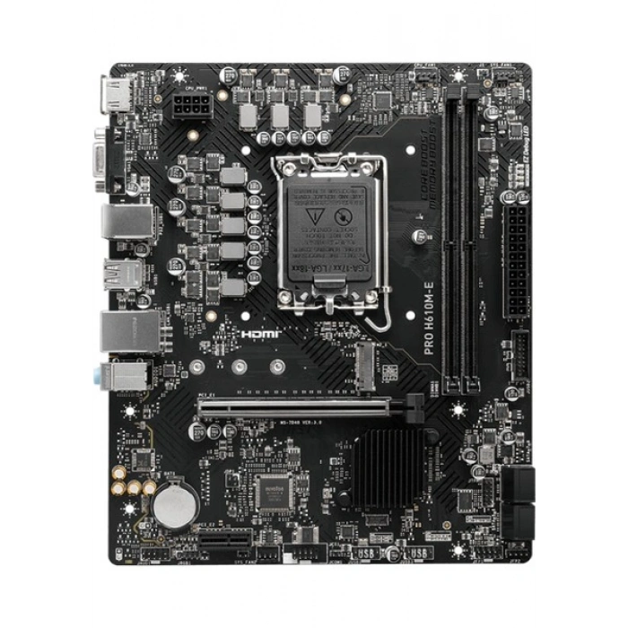 MSI MB PRO H610M-E SOKET 1700 DDR5 5600MHZ(OC) HDMI VGA M.2 USB3.2 1x 1G LAN mATX