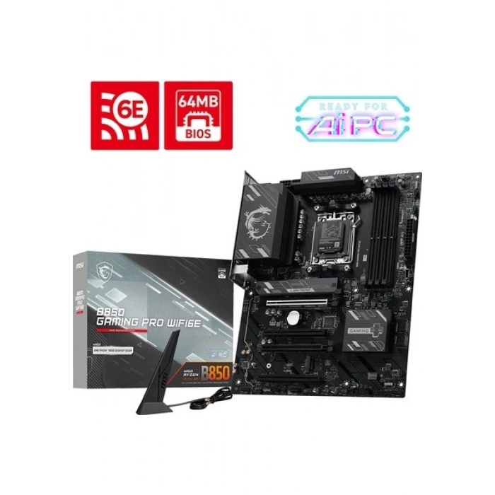 MSI Msı MB B850 Gamıng Pro WIFI6E Am5 Ddr5 8200MHZ(OC) Dp 1x HDMI 2x M.2 4x Pcı-E X16 USB 10GBS 2,5g Lan Wı-Fı 6e Atx