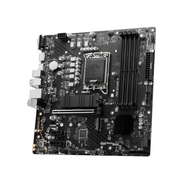 MSI PRO B760M-P SOKET 1700 DDR5 6800(OC) PCI-E ,M.2 USB3.2 HDMI,DP,VGA 1x 1G LAN mATX Anakart