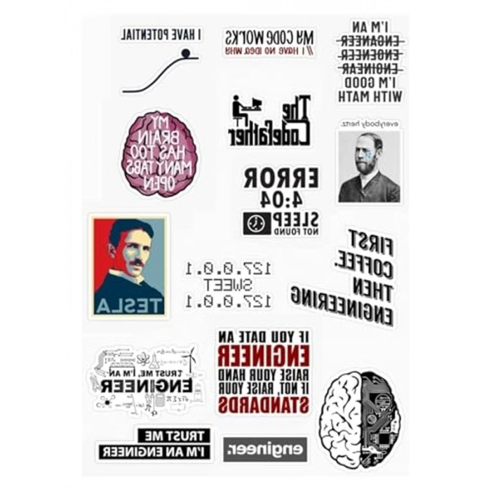 Mühendis Tasarımlı 15li Sticker Seti - Yaratıcı Tasarımlar