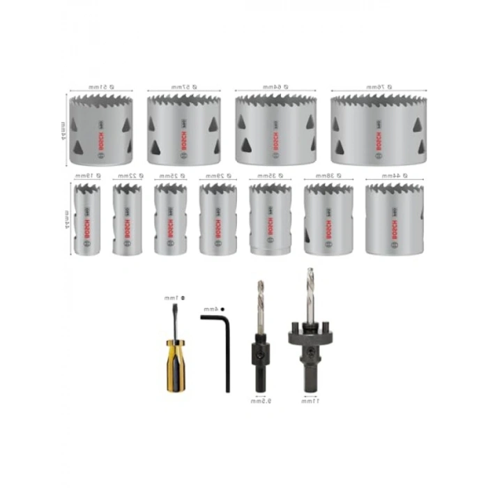 Multi Material Delik Açma Testeresi Seti - 17 Adet, Standart Tutucu