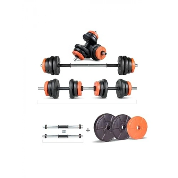 Multifonksiyonel Halter ve Dambıl Seti, Turuncu Siyah Renk