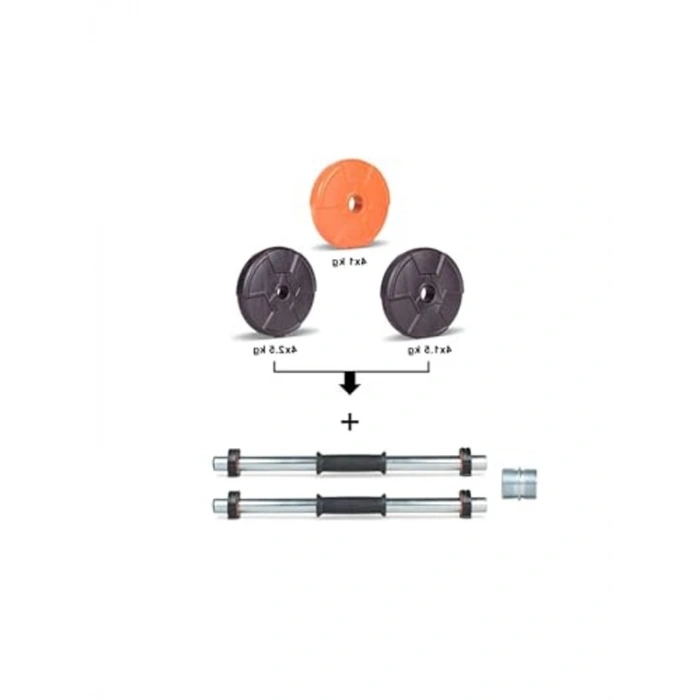 Multifonksiyonel Halter ve Dambıl Seti, Turuncu Siyah Renk