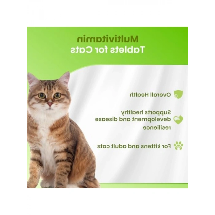 Multivitamin Tablet, Kediler için 150 Tablet