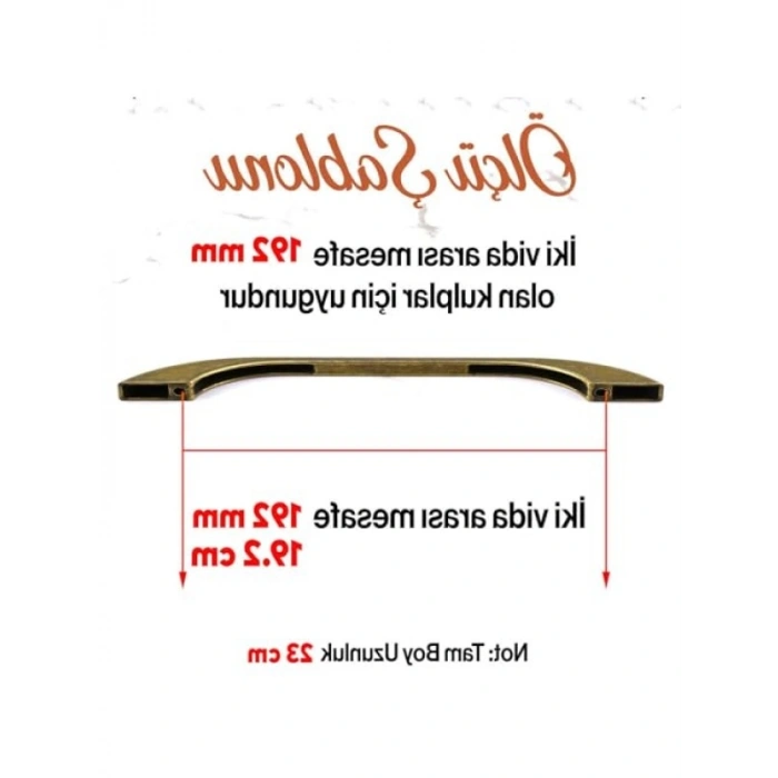 Mutfak Dolabı İçin Antik Sarı Metal Kulplar - 192 mm