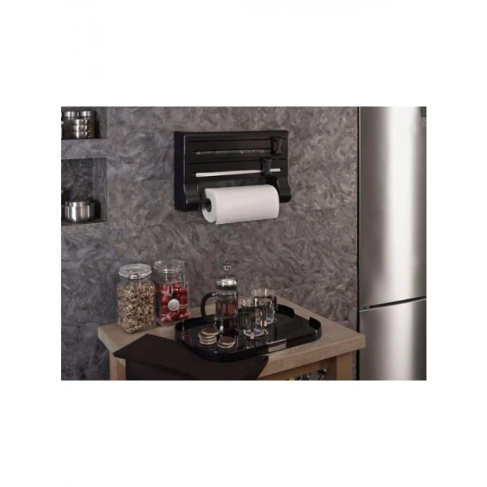 Mutfak Folyo ve Havlu Tutucu - Siyah