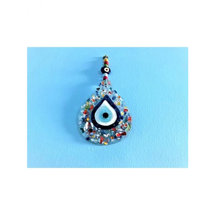 Nazar Boncuklu Renkli Cam Damla Duvar Süsü