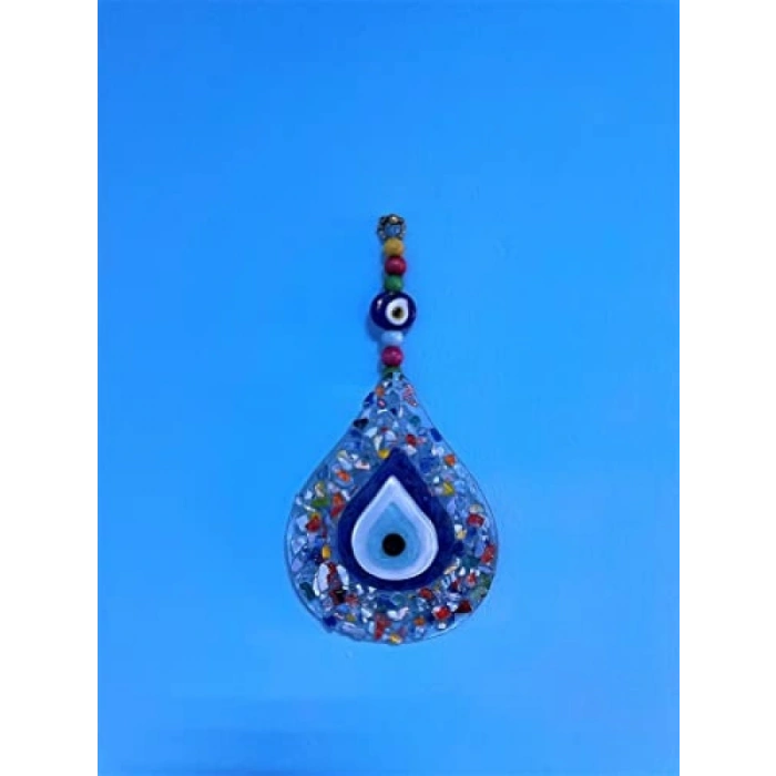 Nazar Boncuklu Renkli Cam Damla Duvar Süsü