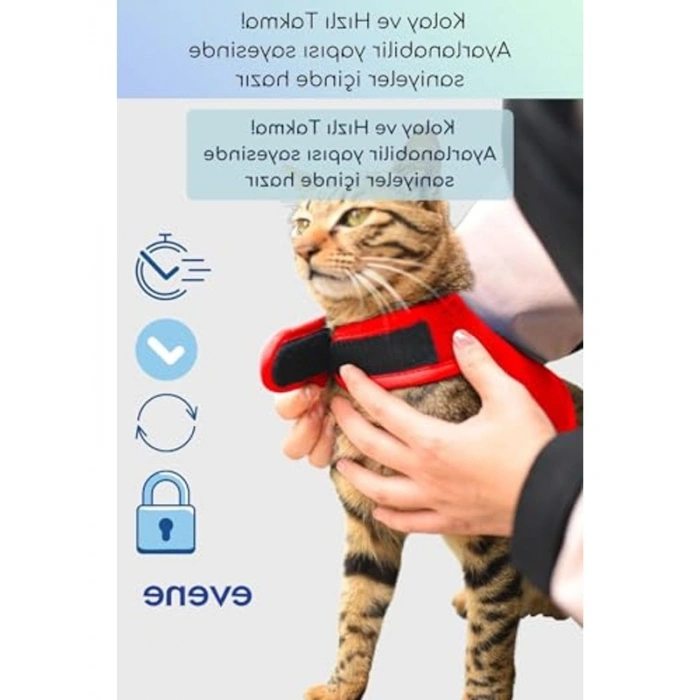 Nefes Alan Reflektörlü Kedi Tasması Seti, Kırmızı Renk