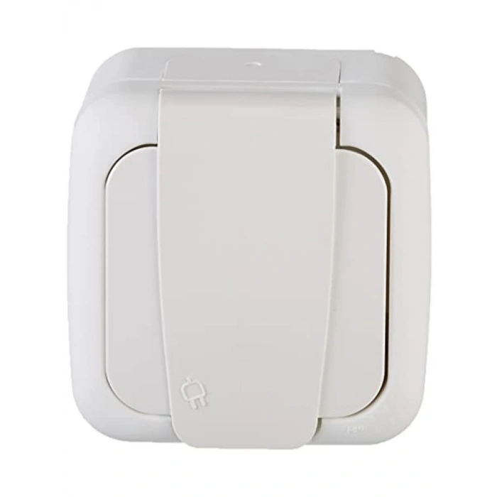 Nemliyer Topraklı Kapaklı Beyaz Priz