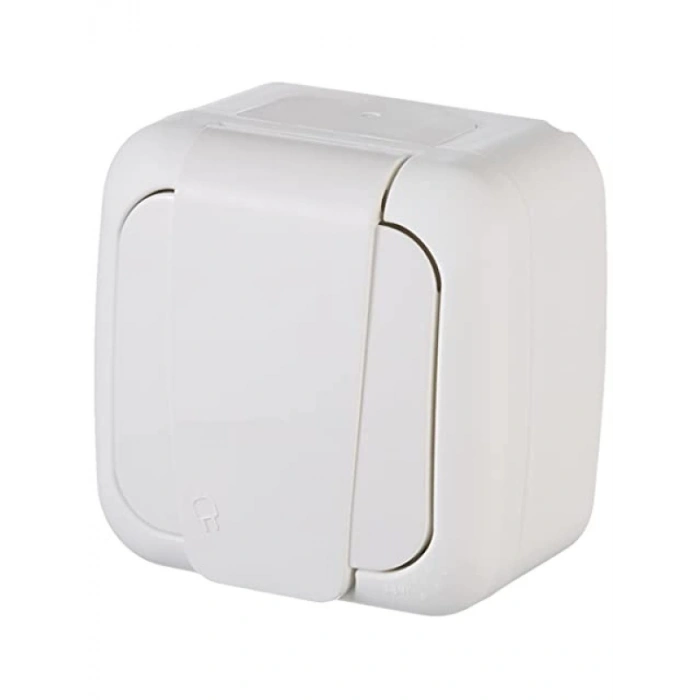 Nemliyer Topraklı Kapaklı Beyaz Priz