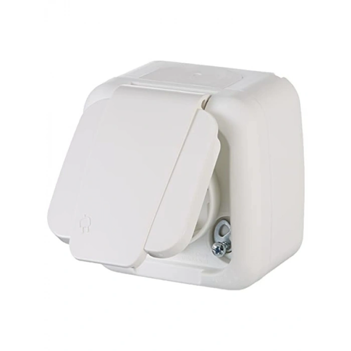 Nemliyer Topraklı Kapaklı Beyaz Priz