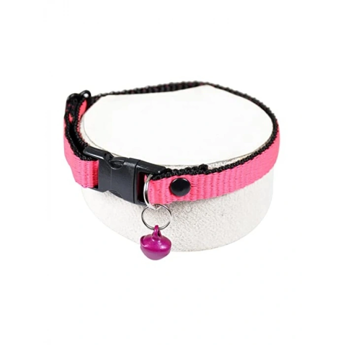 Neon Pembe Renkli Ayarlanabilir Zilli Kedi Tasması
