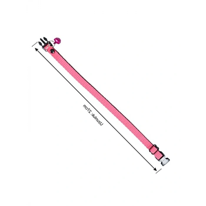 Neon Pembe Renkli Ayarlanabilir Zilli Kedi Tasması