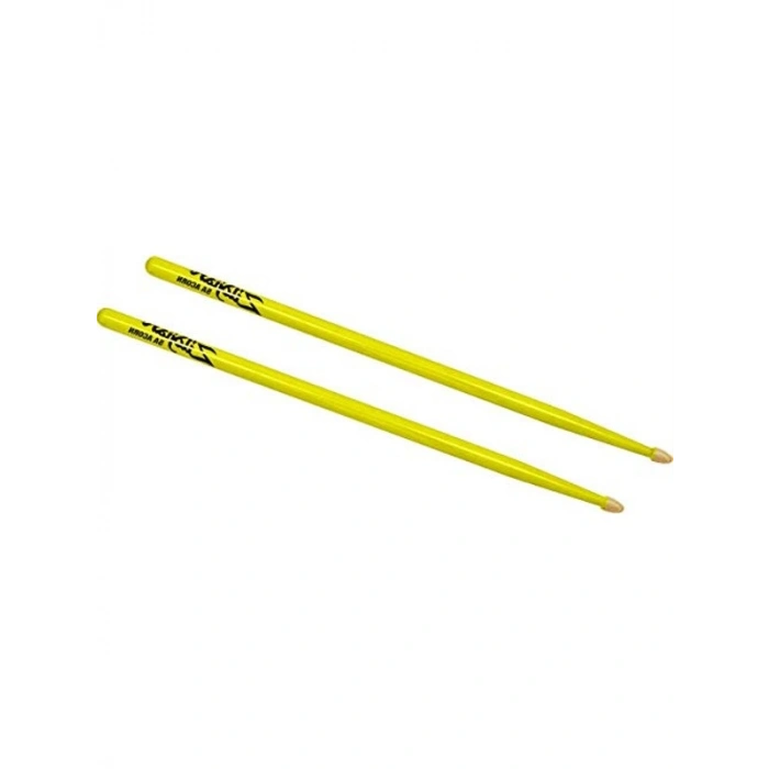 Neon Sarı Renkli 5A Hickory Davul Çubukları, Acorn Tipi