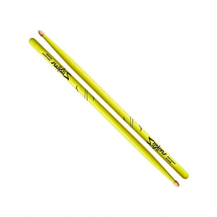 Neon Sarı Renkli 5A Hickory Davul Çubukları, Acorn Tipi