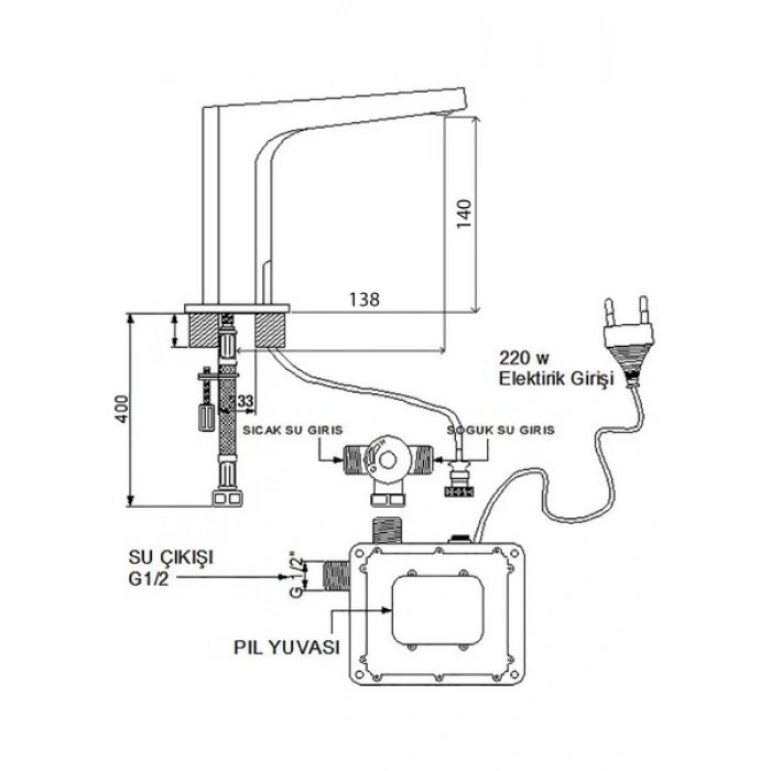 Newarc Aqua Fotoselli Lavabo Bataryası 517523