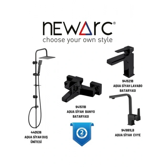 Newarc Aqua Siyah Batarya Set, 440536,941511B,941521B,941881LB