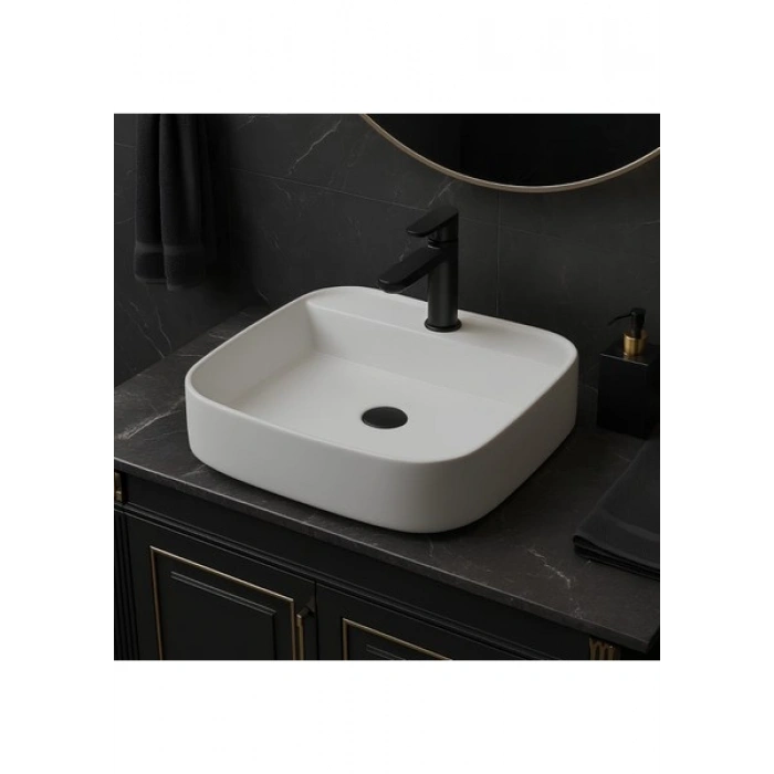 Newarc Loft Kare Beyaz Delikli Lavabo 50 Cm 515050BT