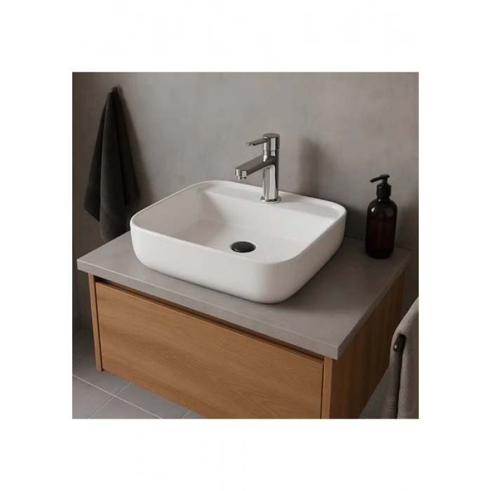 Newarc Loft Kare Beyaz Delikli Lavabo 50 Cm 515050BT