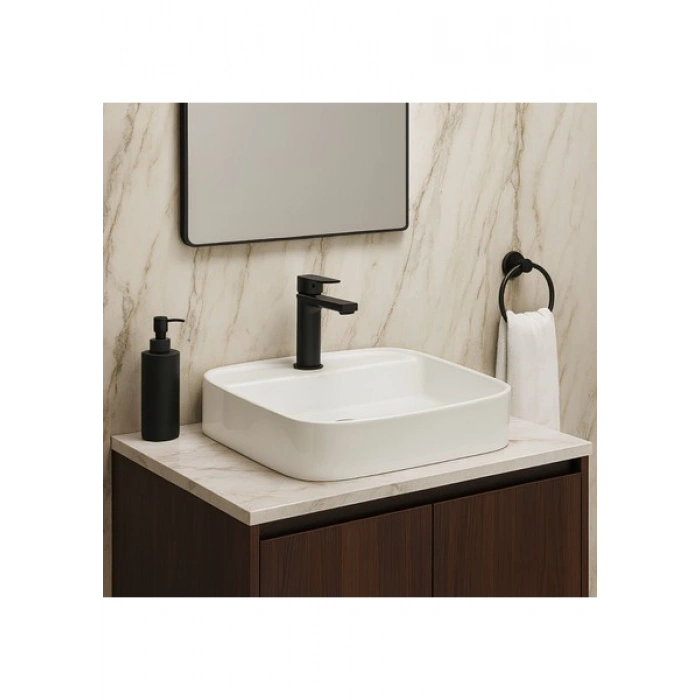 Newarc Loft Kare Beyaz Delikli Lavabo 50 Cm 515050BT
