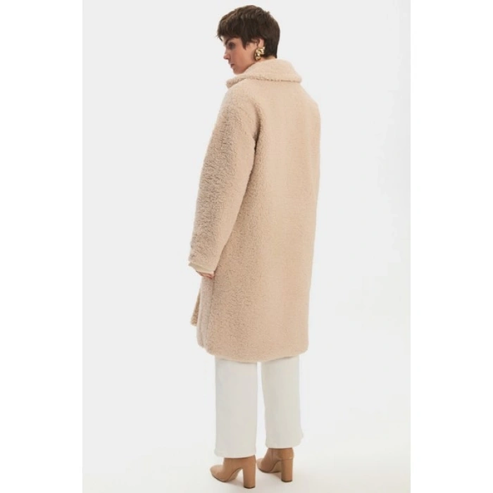 NG Style Cep Detaylı Peluş Uzun Kaban