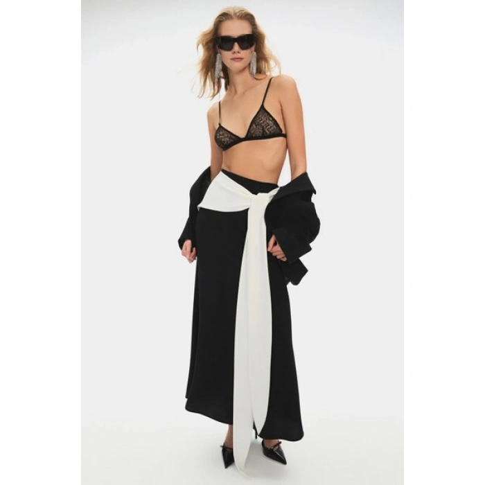 NG Style Kadın Fiyonk Detaylı Maxi Boy Etek