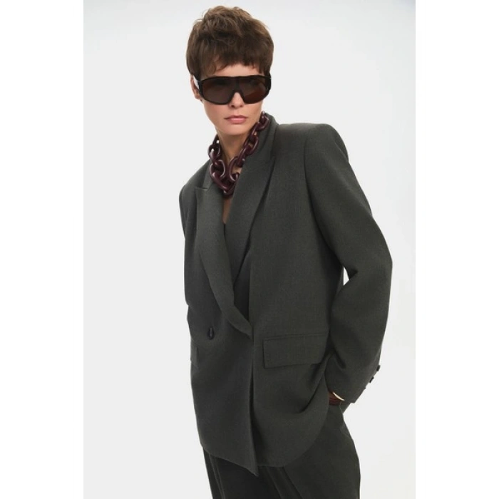 NG Style Kadın Oversize Kruvaze Kapama Blazer Ceket