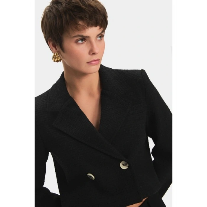 NG Style Kruvaze Kapamalı Crop Ceket