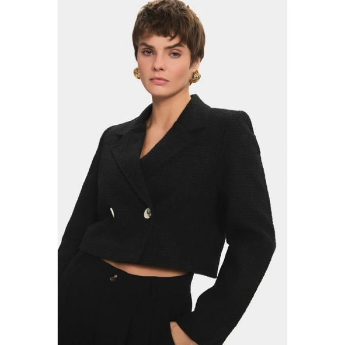 NG Style Kruvaze Kapamalı Crop Ceket