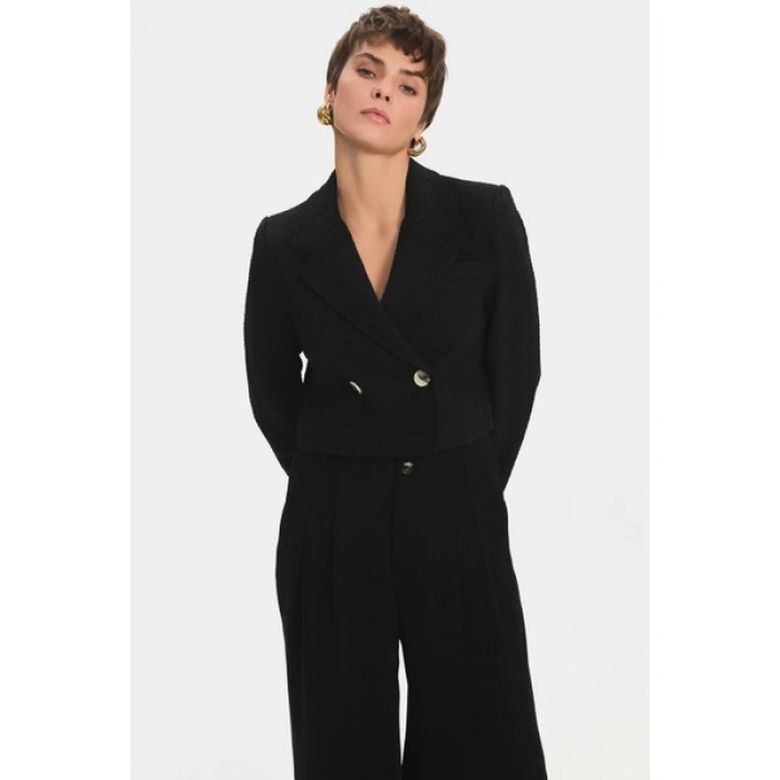 NG Style Kruvaze Kapamalı Crop Ceket