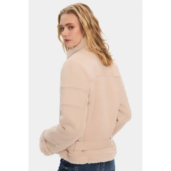 NG Style Kürk Detaylı Kemerli Mont