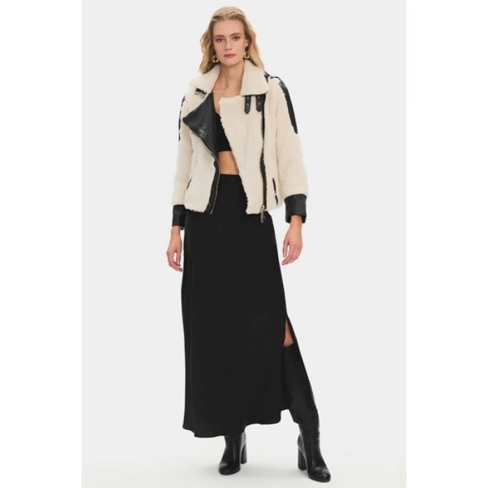 NG Style Pu Kürk Detaylı Biker Mont