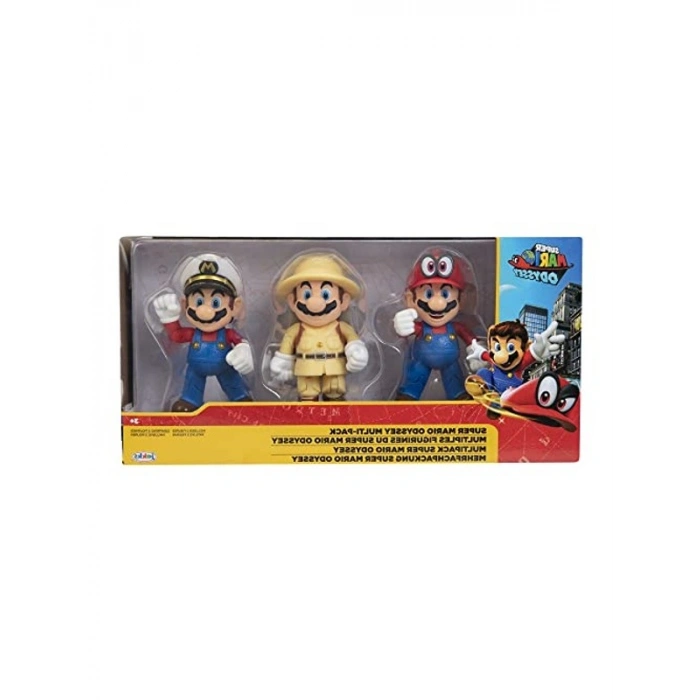 Nintendo Mario Odyssey 3lü Paket Aksiyon Figürleri - Kaptan Mario, Explorer Mario ve Mario ile Cappy, Mafsallı  Figürleri Yaklaşık 4 / 10 cm Uzunluğunda
