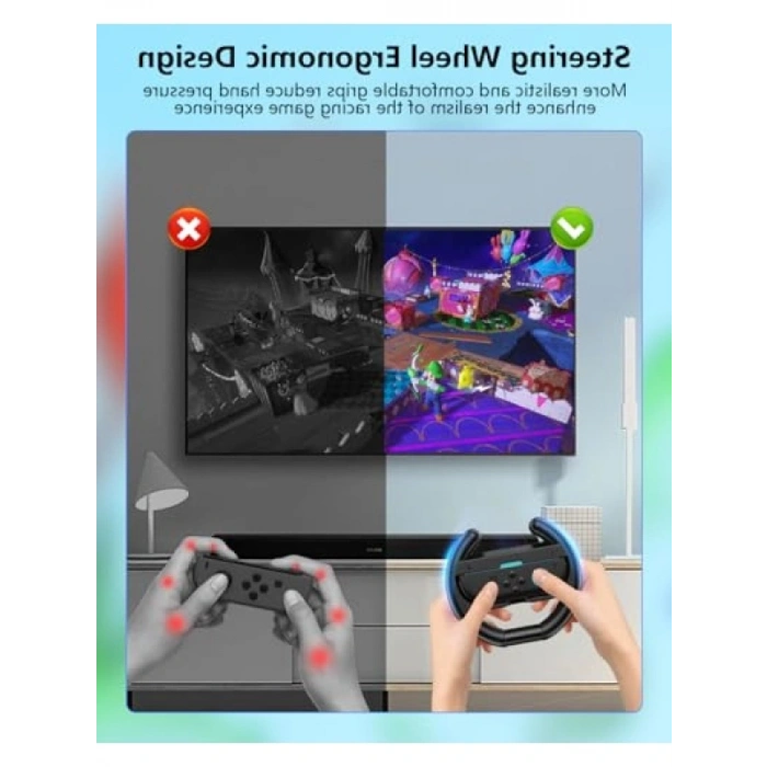 Nintendo Switch 2 Joy-Con İçin Ergonomik Yarış Direksiyonu, 2 Adet
