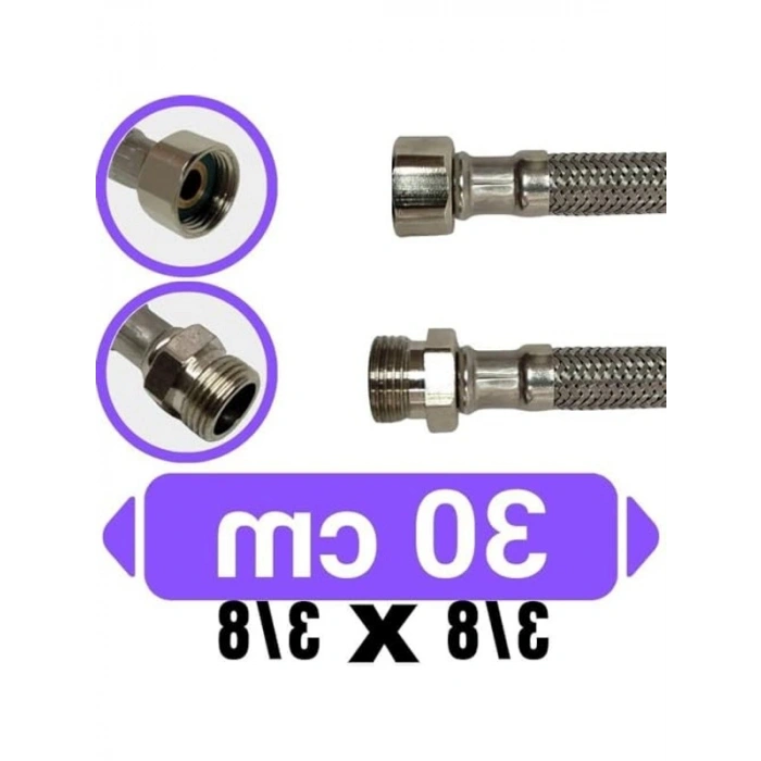 Nipelli Flex Hortum Bağlantısı, 3/8 X 3/8 Oynar Rakor