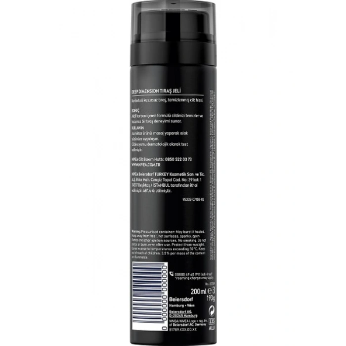 NIVEA Men Deep Dimension Tıraş Jeli 200ml; Kusursuz Tıraş