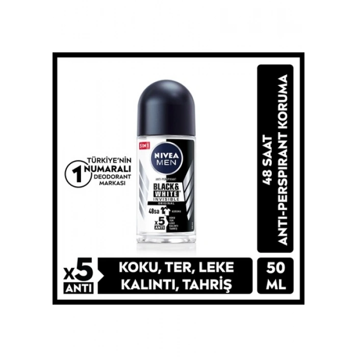 NIVEA Men Erkek Roll-on Deodorant Black&White Invisible Original 50ml