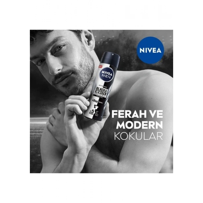 NIVEA Men Erkek Sprey Deodorant Black&White Invisible Original Ter ve Ter Kokusuna Karşı 48 Saat Anti-perspirant 150ml