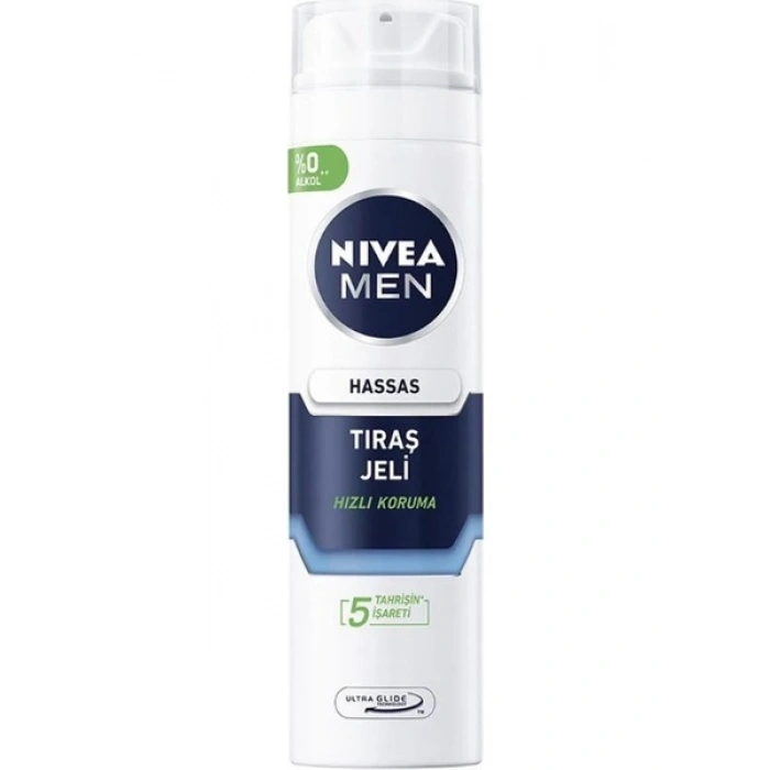 Nivea Men Hassas Tıraş Jeli - Alkolsüz, Papatya ve E Vitamini ile Zenginleştirilmiş, 200 ml, Ultra Glide Teknolojisi ile Yakın ve Konforlu Tıraş