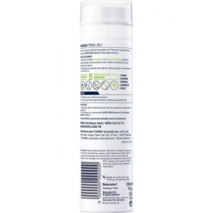 Nivea Men Hassas Tıraş Jeli - Alkolsüz, Papatya ve E Vitamini ile Zenginleştirilmiş, 200 ml, Ultra Glide Teknolojisi ile Yakın ve Konforlu Tıraş