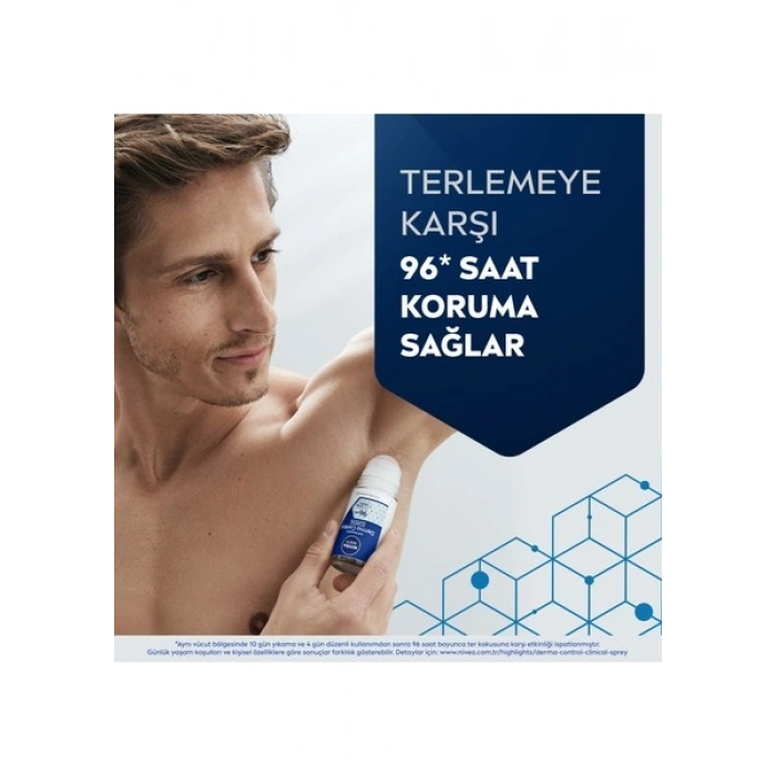 NiveabMen Erkek Roll-on Deodorant Derma Control Clinical 50ml, 96 Saat Üstün Koruma, C Vitamini