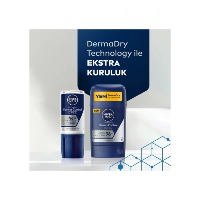 NiveabMen Erkek Roll-on Deodorant Derma Control Clinical 50ml, 96 Saat Üstün Koruma, C Vitamini