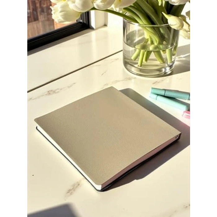 Noktalı Not Defteri, PU Deri Kapaklı, 16,5x16,5 cm Boyutunda