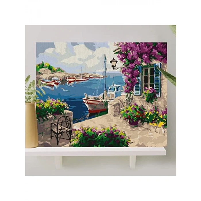 Numaralandırılmış Sayılarla Boyama Tuval Seti 40x50 CM - Mor Sümbül