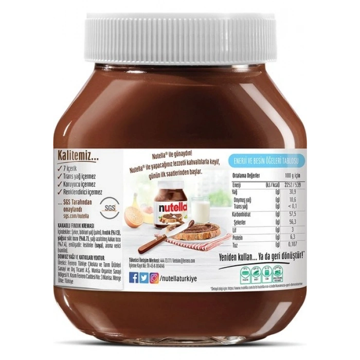 Nutella Kakaolu Fındık Kreması 750 Gr - 2 Adet